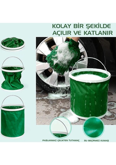 Protackle Katlanabilir Araç Yıkama Kovası 9 Lt Haki
