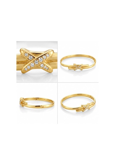 Kadın Gold Yeşil Baget Taşlı Ayarlanabilir Yüzük - Premium Çelik Zirkon Taşlı