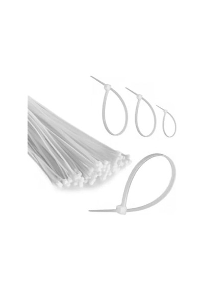 Kablo Kelepçe Bağı Seti, 100 Adet, 2.5x100mm 0.45 - Beyaz - Düz - 100m