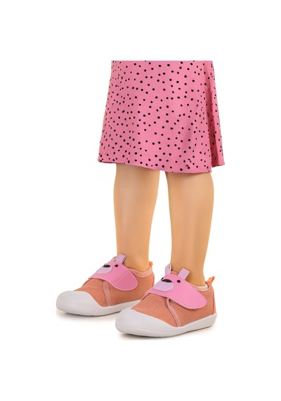 Kiko Kids Winni Cırtlı Kız Bebek İlk Adım Panduf Ayakkabı Pudra