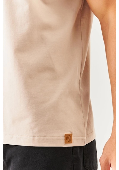 Erkek Oversize Rahat %100 Pamuklu Penye Bisiklet Yaka Kısa Kol Basic T-shirt Classic Collection Sütlü Kahve