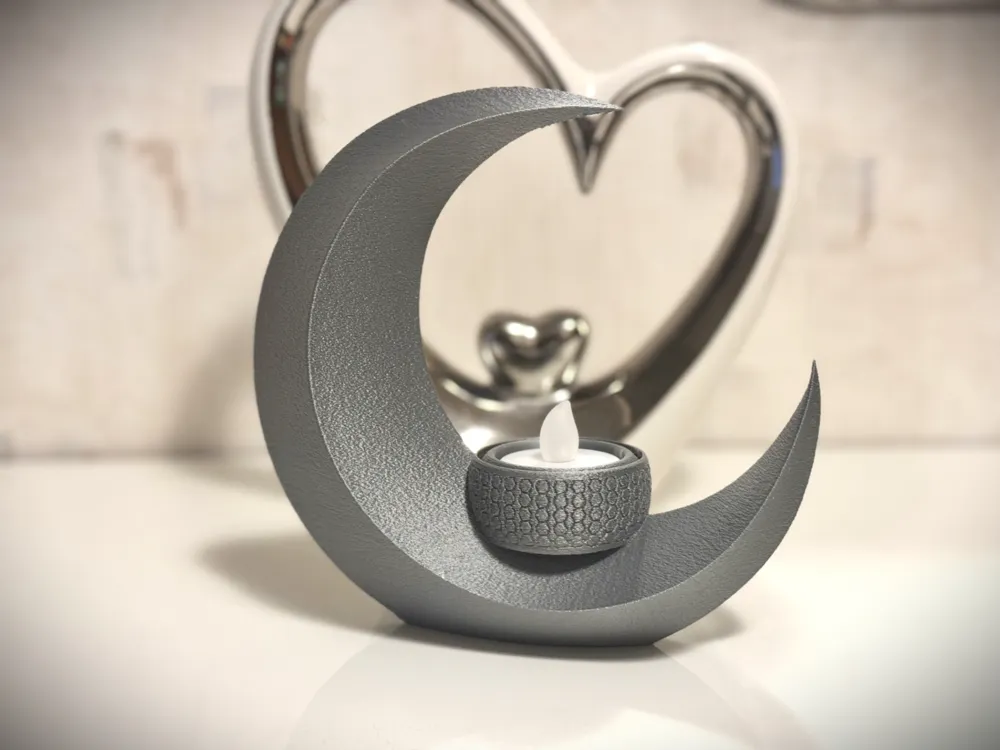 Dekoratif Hilal Mumlu - Tealight Led Mum Uyumlu Modern Ay Figürlü Ev Aksesuarı Hediyelik Obje 0
