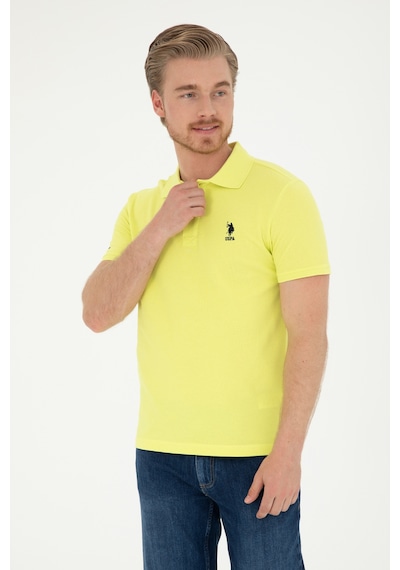 U.S. Polo Assn. Erkek Slim Fit Polo Yaka Fıstık Yeşili Basic Tişört 50279613-VR087