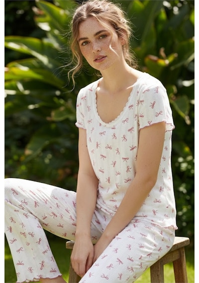 Siyah İnci Pamuklu Pointel Ajurlu/delikli Kısa Kolluörme Pijama Takım 26120641 Somon Siyah İnci Pamuklu Pointel Ajurlu/delikli Kısa Kolluörme Pijama Takım 26120641 Somon