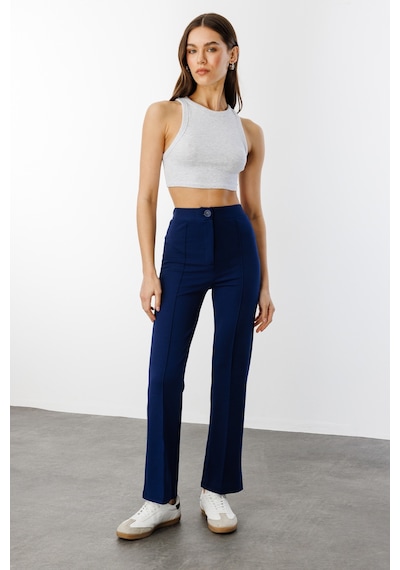 Genius Store Kadın Yüksek Bel Toparlayıcı Ispanyol Paça Palazzo Pantolon Pantolon-003 Lacivert