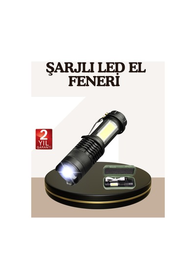 Küçük Boy Şarjlı Led El Feneri Taşınabilir Klipsli Belirtilmemiş