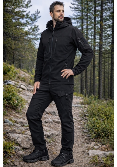 Modmen Unisex Takım Kışlık Su Gecirmez Softshell Taktik Mont İçi Polarlı Ve Softshell Pantolon İçi Polarlı Siyah