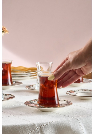 Karaca Rosetta 12 Parça 6 Kişilik Çay Bardağı Seti çok renkli