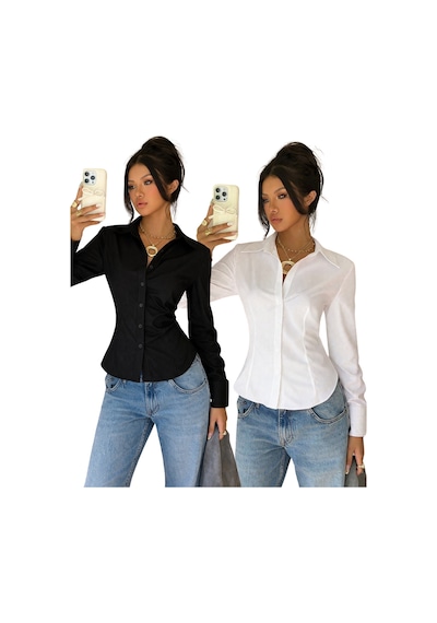 Cool Tarz Kadın Exclusive Slim Fit Gömlek Lüks Minimal Şık Ve Sofistike Görünüm Siyah - Beyaz Siyah - Beyaz Cool Tarz Kadın Exclusive Slim Fit Gömlek Lüks Minimal Şık Ve Sofistike Görünüm Siyah - Beyaz Siyah - Beyaz