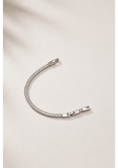 Balenbi Jewelry Kadın Sıra Taşlı Tenis Model Kararmaz Çelik Bileklik Gümüş Renk 1124