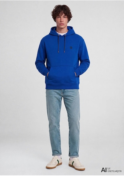 Kapüşonlu Sweatshırt Saks Mavi