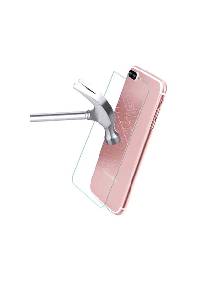 Ekılıf - Apple Uyumlu iPhone 8 Plus - Arka Kasa Koruyucu Back Maxi Glass Temperli Cam Arka Koruyucu - Şeffaf