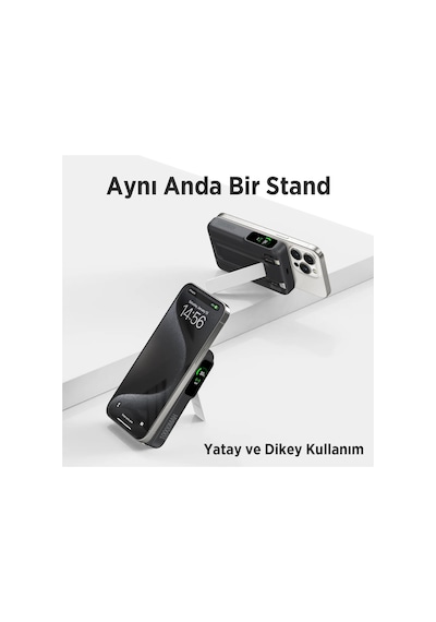 Bix Tpb16 10000 Mah Oled Ekranlı Manyetik Kablosuz Powerbank 20w Pd Hızlı Şarj Ve 15w Magsafe Siyah