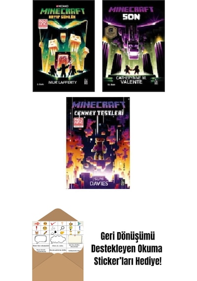 Minecraft Kayıp Günlük + Son + Cennet Testleri 3 Kitap Set + Okuma Sticker'ları