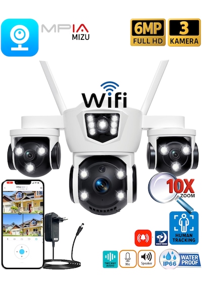 Mpıa Mızu 6mp Üç Kameralı 10x Dijital Zoom Gece Görüş Wifi Sesli Türkçe