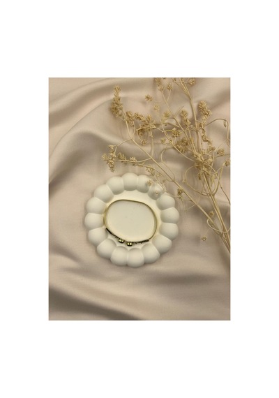 Lunarie Vintage Tarz Siyah Taş Detaylı Açık Bileklik Bilezik Altın