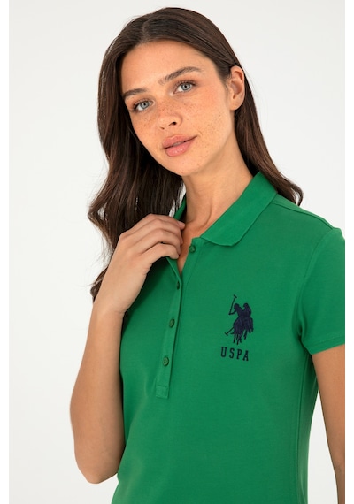 U.S. Polo Assn. Kadın Yeşil Polo Yaka Mini Boy Örme Elbise 50280064-VR054
