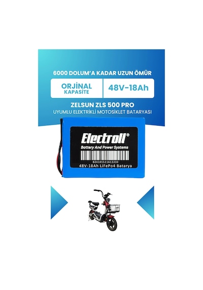 Zelsun Zls 500 Pro Batarya Standart Kapasite Lifepo4 48v 18ah Elektrikli Motorsiklet Bataryası