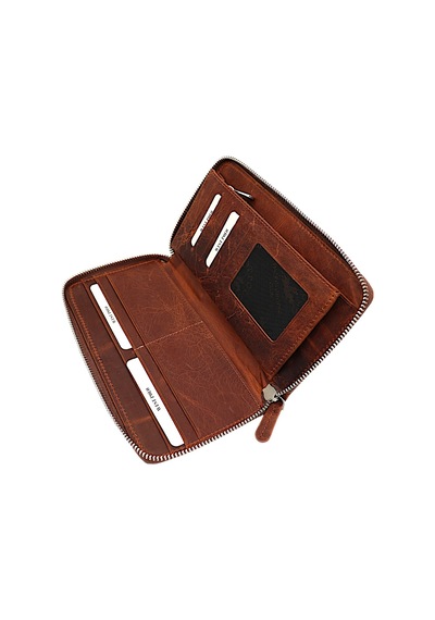 Westpolo Hakiki Eskitme Deri Telefon, Kağıt Para, Bozuk Para Ve Kart Bölmeli Unisex Cüzdan - G2 Taba Taba