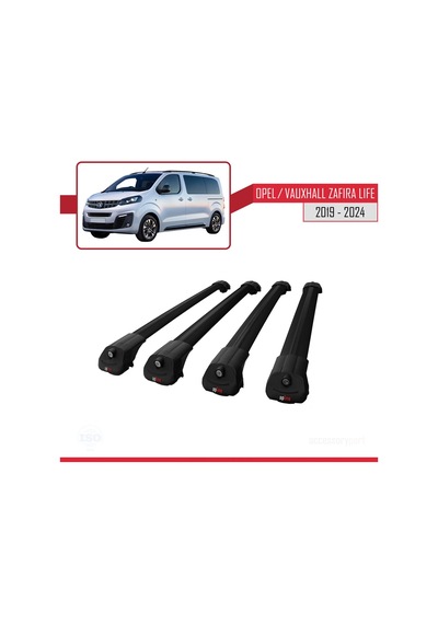 Opel / Vauxhall Zafira Life 2019 Ve Sonrası İle Uyumlu Ace-1 Ara Atkı Tavan Barı Siyah 4 Adet Bar