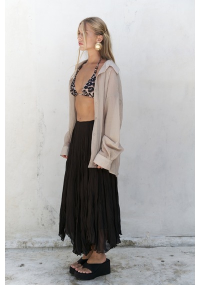 Mai Collection Mai Studios Co. Syaritta Oversize Vizon Transparan Gömlek VİZON