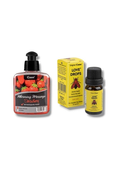 Caas Çilek Aromalı Isıtıcılı Cinsel Masaj Yağı 100 Ml + Love Drop Kadınlara Özel Damla