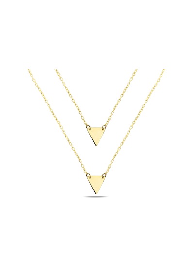 Kuyumcudukkani Yeni Trend Zincirli İkili Üçgen Kolye -37284-g Gold