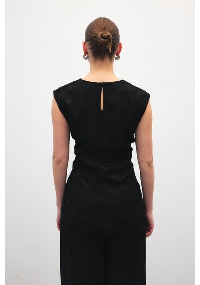 Sateen Camila Bluz - Siyah-137163 Siyah