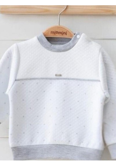 Miomini Baby Erkek Bebek Kapitone Sweatshirt Kadife Pantolonlu Takım-14958 Mavi