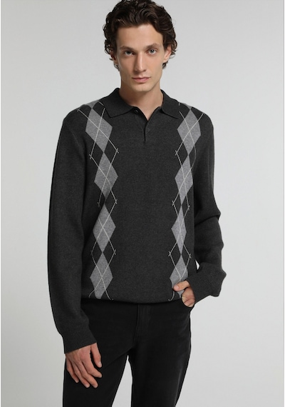 Colin's Colins Regular Fit Polo Yaka Jakarlı Erkek Gri Kazak Cl1083981 Q1.v1 Mga Gri Melanj