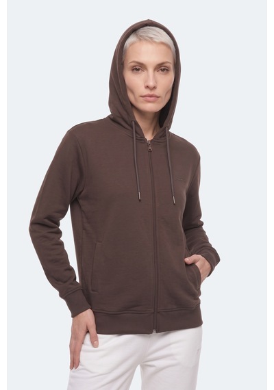 Slazenger Kıron I Kadın Kapüşonlu Kahve Sweatshırt