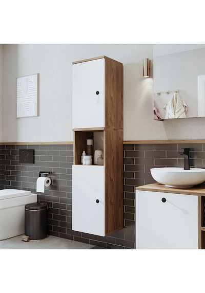 Banyo Dolabı Mat Mdf 150 X 35 Cm Banyo Boy Dolabı Atlantik Çam - Beyaz Banyo Dolabı Mat Mdf 150 X 35 Cm Banyo Boy Dolabı Atlantik Çam - Beyaz