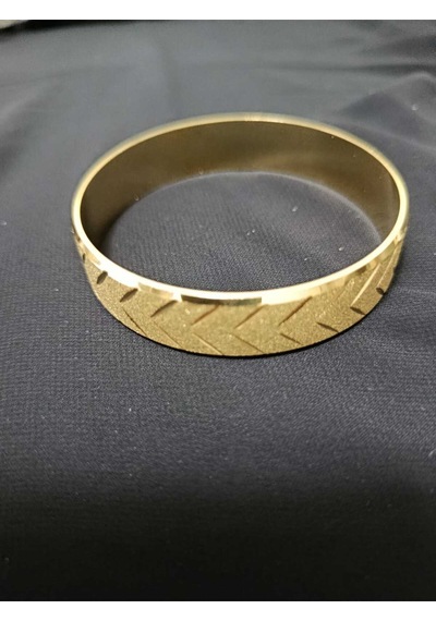 Kadın Kararmaz Gold Çelik Kelepçe Bilezik Geometrik Desenli Altın