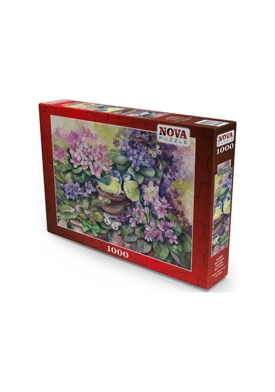 Nova 1000 Parça Puzzle - Menekşeler Arasında Kuş Yuvası (Suluboya)