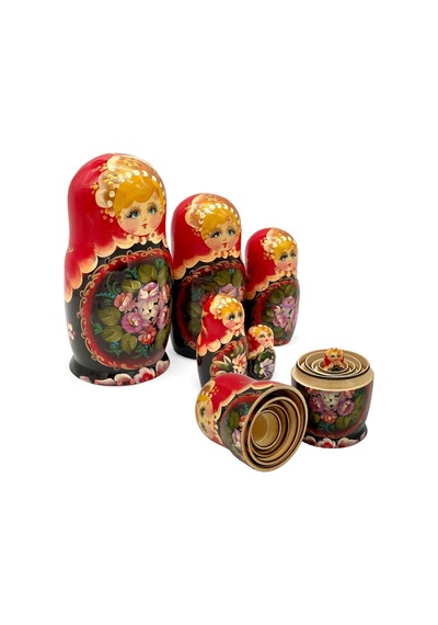 Onlu Ahşap Matruşka Bebek Seti 20cm Lüks Renkli 10 Parça M20