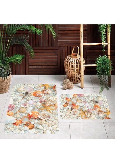 Rovigo Home Baskılı Kaymaz Taban 2'Li Banyo Paspas Takım Rvg5005-100x60-60x50 Çok Renkli
