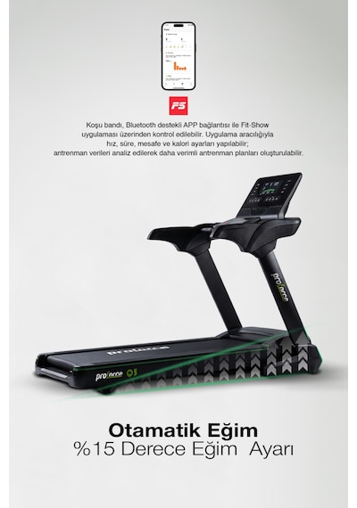 Q3 5hp Motor Gücü 22km/sa Hız Koşu Bandı