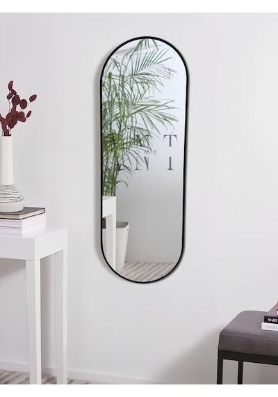Model Alfa Dekoratif Ayna Duvar Aynası Konsol Aynası Mdf Elips Ayna 120x50 120 X 50 Siyah