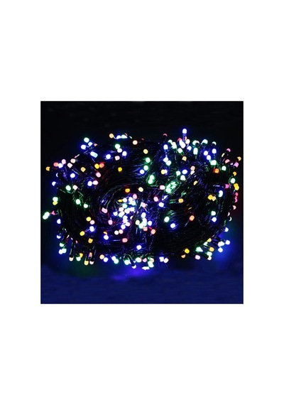 Yılbaşı Noel Işığı 20 Metre Siyah Kablo 200 Led Işık Lamba Su Geçirmez 220 V Fişli Çok Renkli