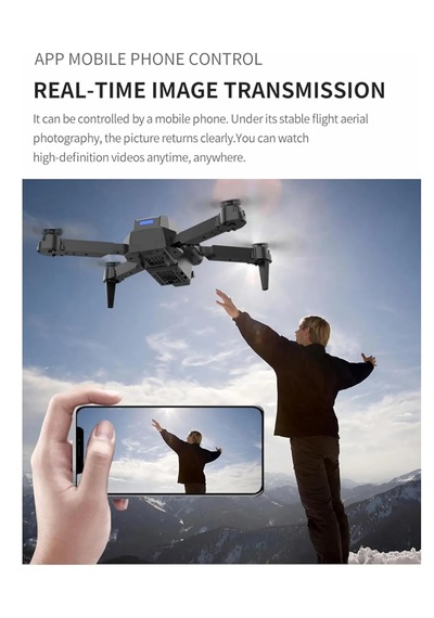 E88 4k Hd Çift Kameralı App Kontrol Wifi Katlanabilir Drone Siyah