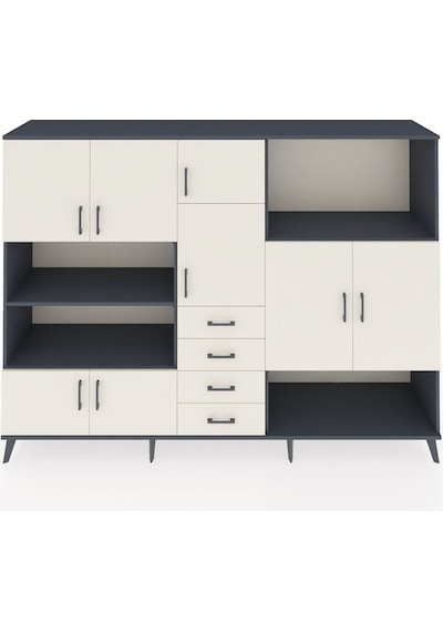 Hyperion Dolap 10 Raflı 4 Çekmeceli 8 Kapaklı 220x44x163 Antrasit Antrasit-aytaşı Hyperion Dolap 10 Raflı 4 Çekmeceli 8 Kapaklı 220x44x163 Antrasit Antrasit-aytaşı