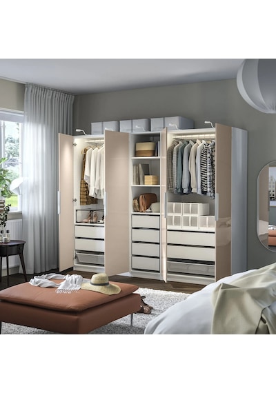 Ikea Beyaz Ferah Kapaklı Gardırop 250x60x201 Cm