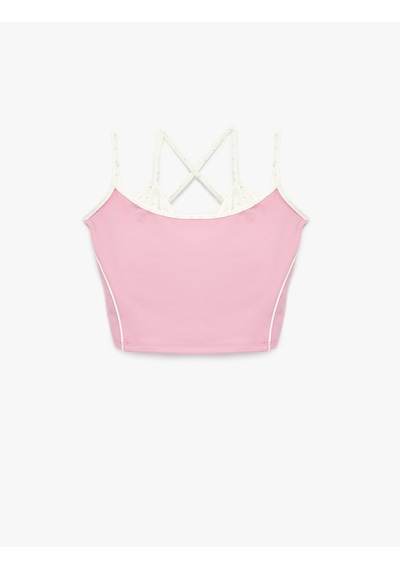 Koton Slim Fit İnce Askılı Crop Atlet Pembe 6sak30208nk Gül