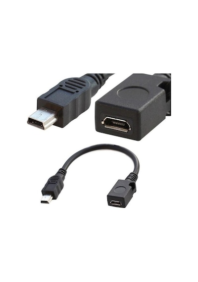 Micro Usb Dişi To Mini Usb Erkek Çevirici Kablo 10 Cm