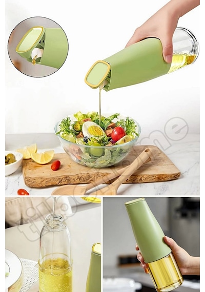 Tilbe Home 2li Fonksiyonlu Cam Yağdanlık 500ml Soft Yerçekimi Otomatik Kapak Damlatmayan Ağızlı Yağl Turuncu