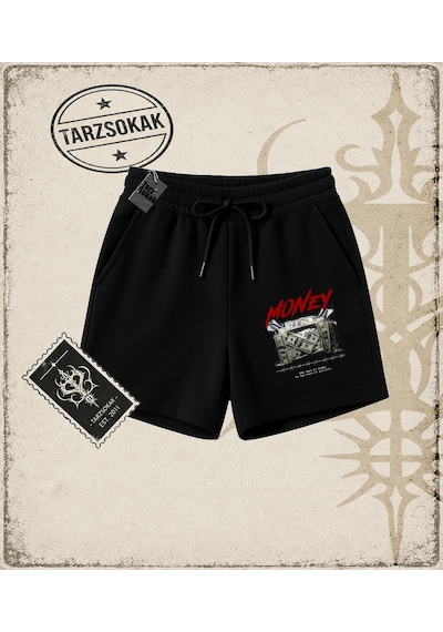 Tarzsokak Gotik & Grunge Streetwear Lack Of Money Unisex Şort Siyah