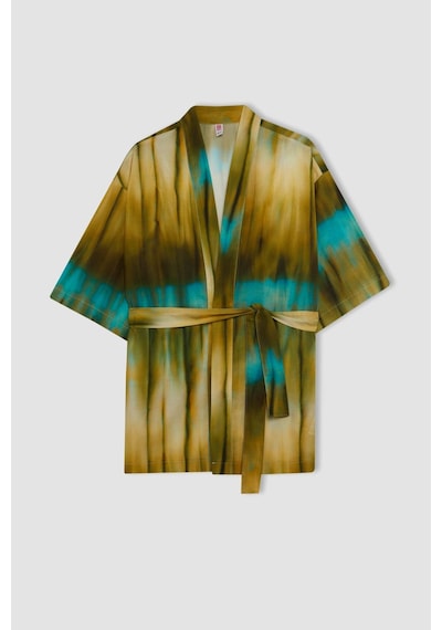 DeFacto Desenli Pamuklu Kimono-Fall in Love D0453AX24SMKH452 Haki