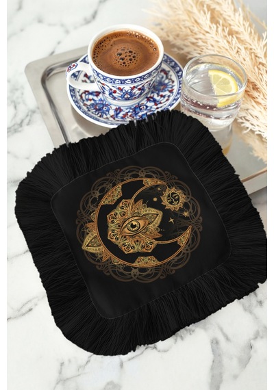 Mistisizm Lüks Ay Göz Saçaklı Sunum Peçetesi - Gotik Bohem Siyah Altın Renkli Bardak Altlığı Mendil Gün Doğumu Lila Mistisizm Lüks Ay Göz Saçaklı Sunum Peçetesi - Gotik Bohem Siyah Altın Renkli Bardak Altlığı Mendil Gün Doğumu Lila