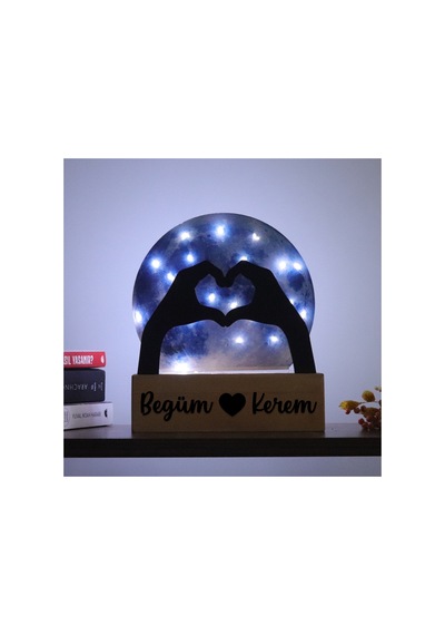 Led Işıklı Pleksi Dolunay Kişiselleştirilebilir Dekoratif Biblo Holly Kalp Anahtar Askılığı Mavi - 737348111 Mavi