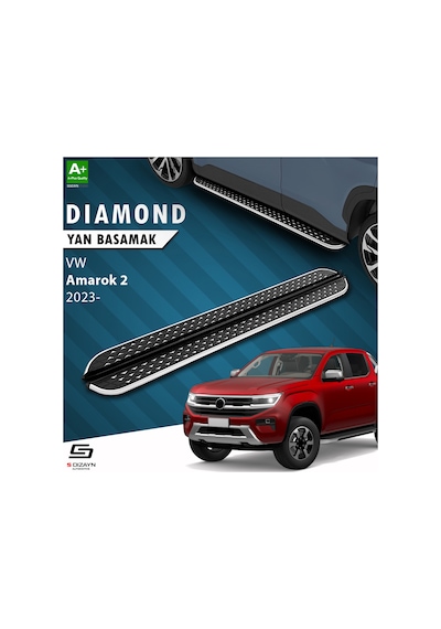 S-dizayn Vw Amarok 2 Diamond Krom Yan Basamak 203 Cm 2023 Üzeri A+ Kalite